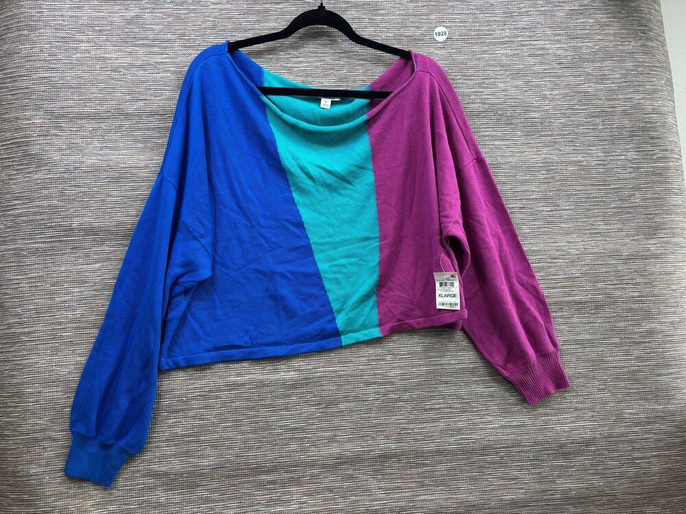 Bar III Sweater Womens XL Multicolor Colorblock Dolman Boat Neck Knit Pullover
